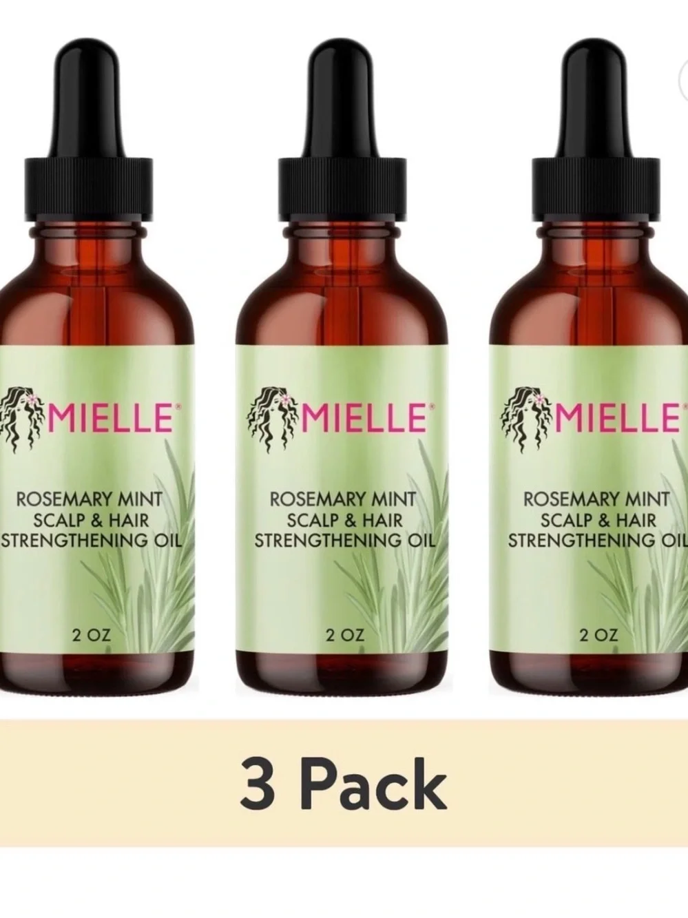 3 Pack Mielle Rosemary Mint Scalp & Hair Strengthening Oil NEW